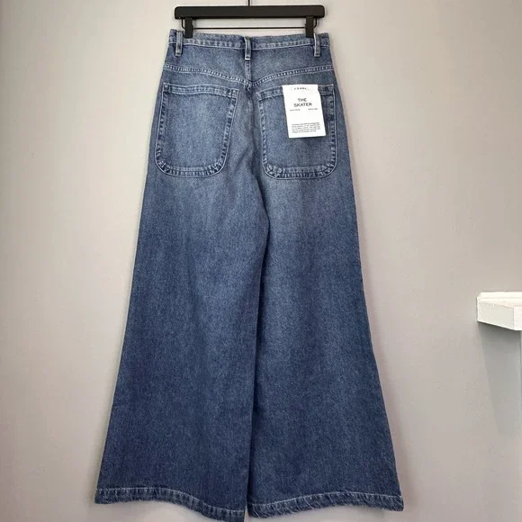 FRAME Skater Wide Leg High Rise Jeans Size 27 Rochester Wash Denim Quiet Luxury - Picture 2 of 9